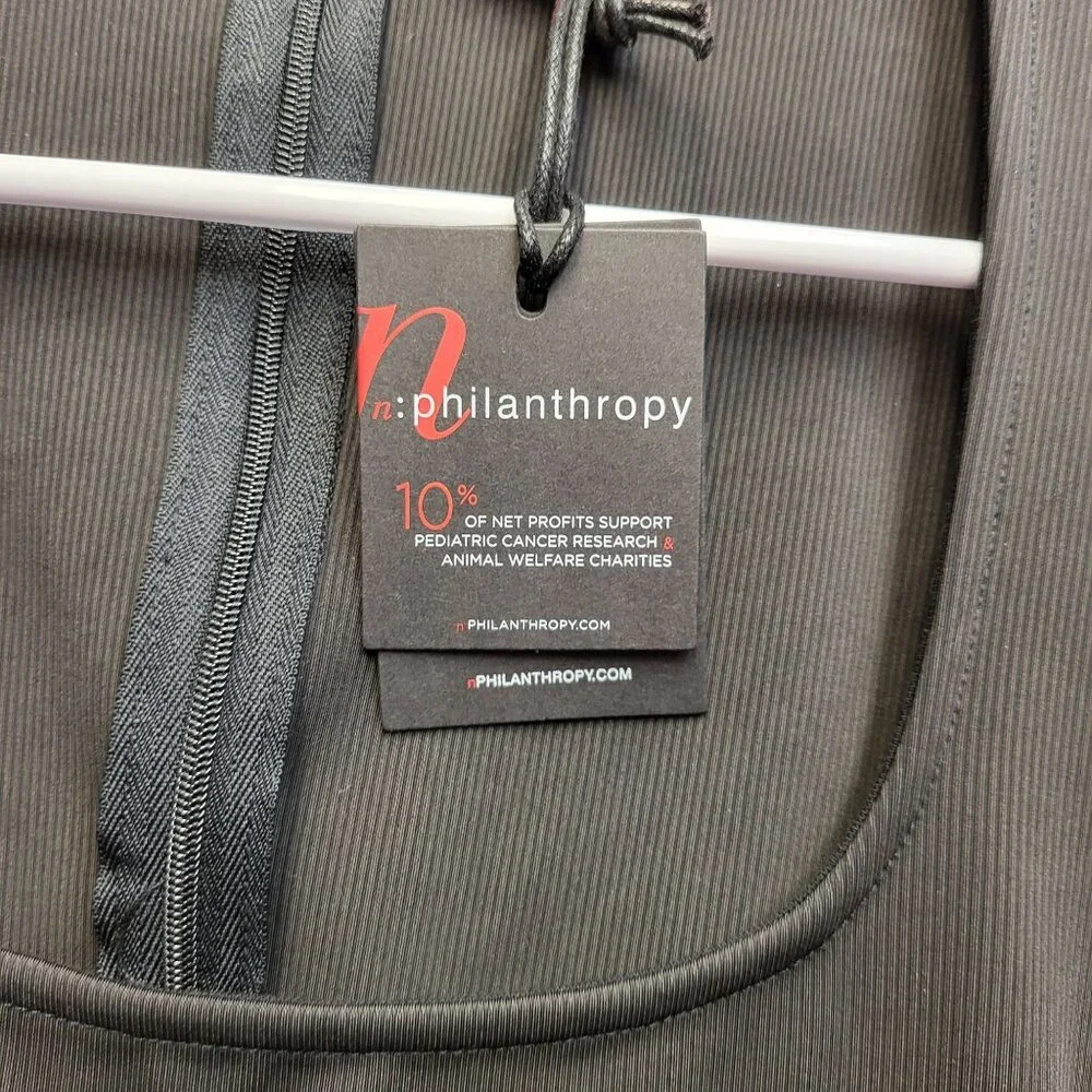 N:Philanthropy Women Casual Top Black Long Sleeve Mock Neck Cutout Ribbed S NWT! - Picture 7 of 15